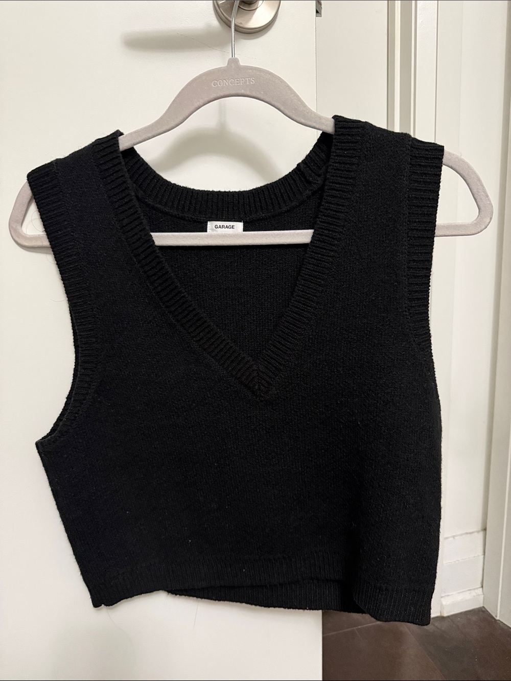 Garage Black V-Neck Knit Vest